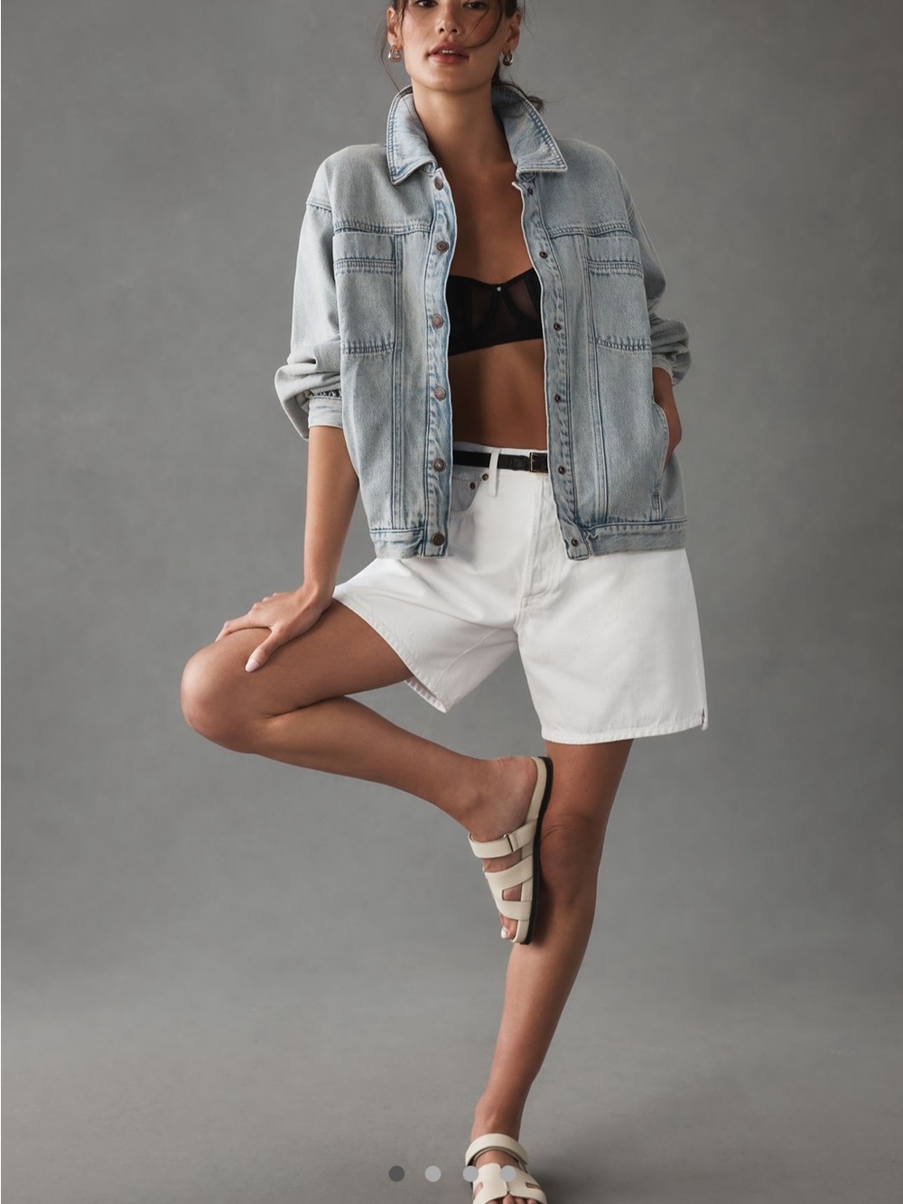 Pilcro Ruched Denim Bomber Jacket